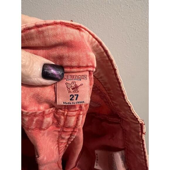 True Religion Red Acid Washed Skinny Pants Size 27 Western Boho - Picture 5 of 8